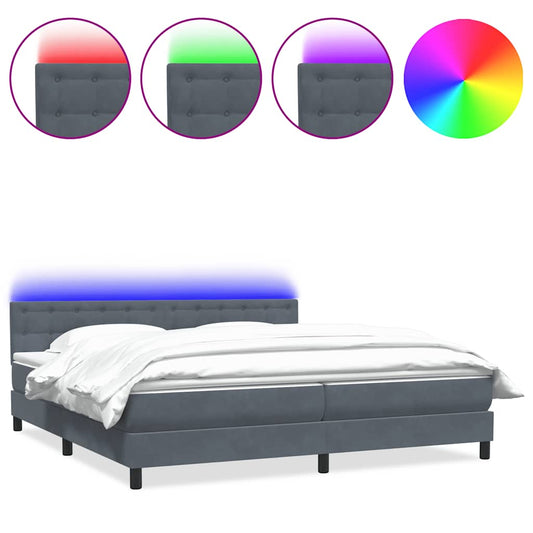 Box Spring Postel S Matrací A Led Samet Tmavě Šedá
