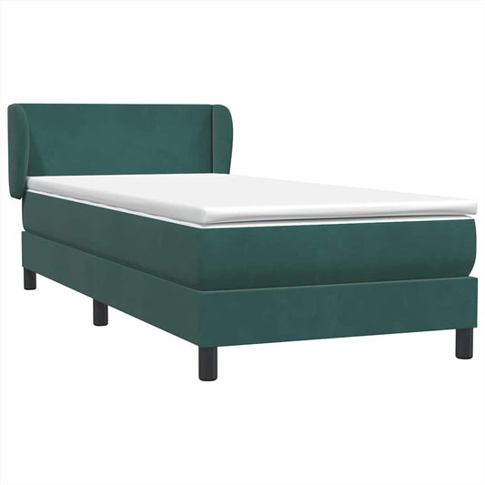 Box Spring Postel S Matrací Samet Tmavě Zelená