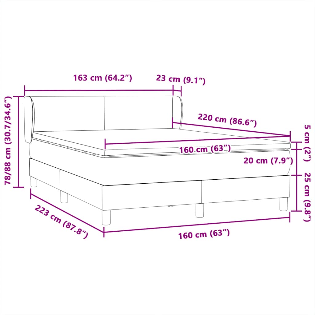 Box Spring Postel S Matrací Samet Světle Šedá
