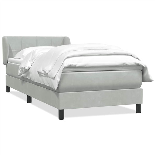 Box Spring Postel S Matrací Samet Světle Šedá