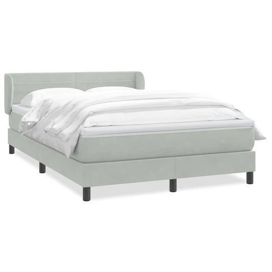 Box Spring Postel S Matrací Samet Světle Šedá