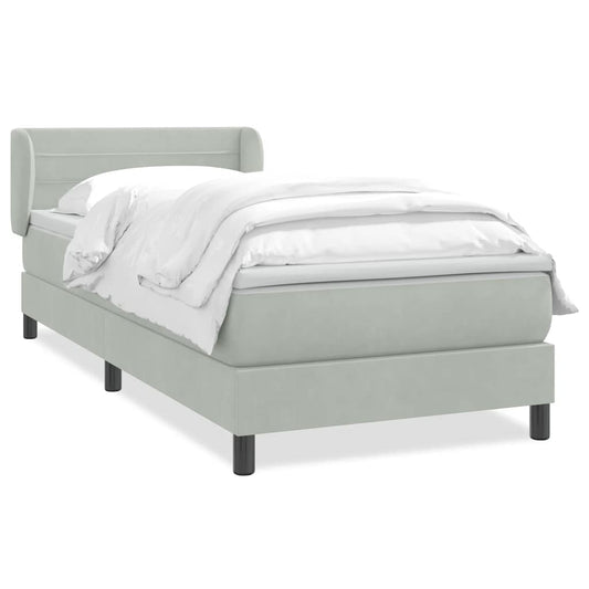 Box Spring Postel S Matrací Samet Světle Šedá