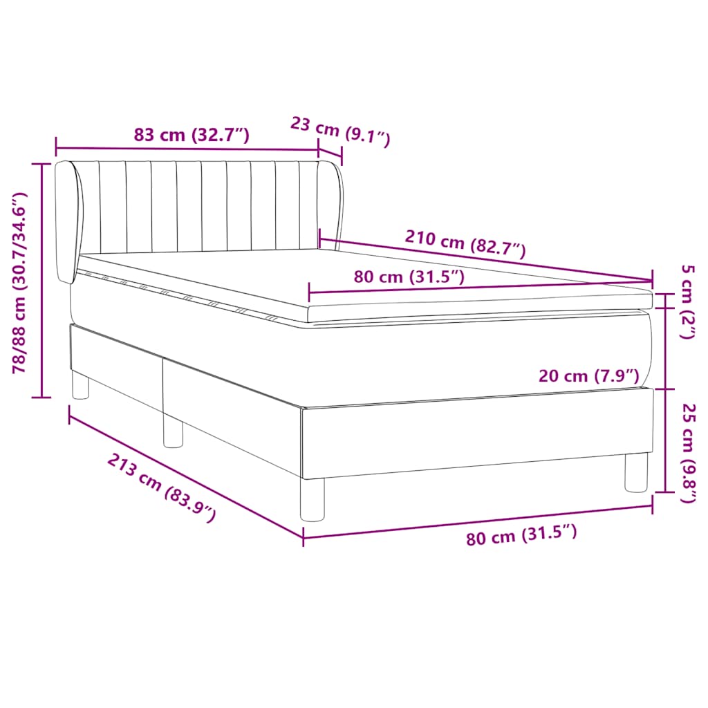 Box Spring Postel S Matrací Samet Světle Šedá