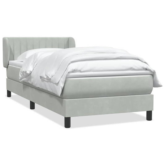 Box Spring Postel S Matrací Samet Světle Šedá