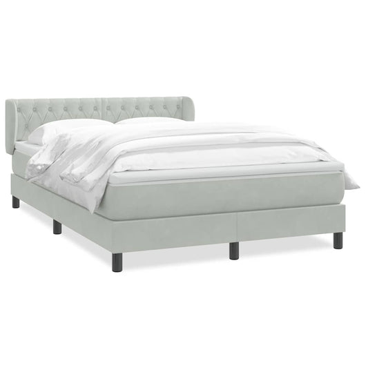 Box Spring Postel S Matrací Samet Světle Šedá