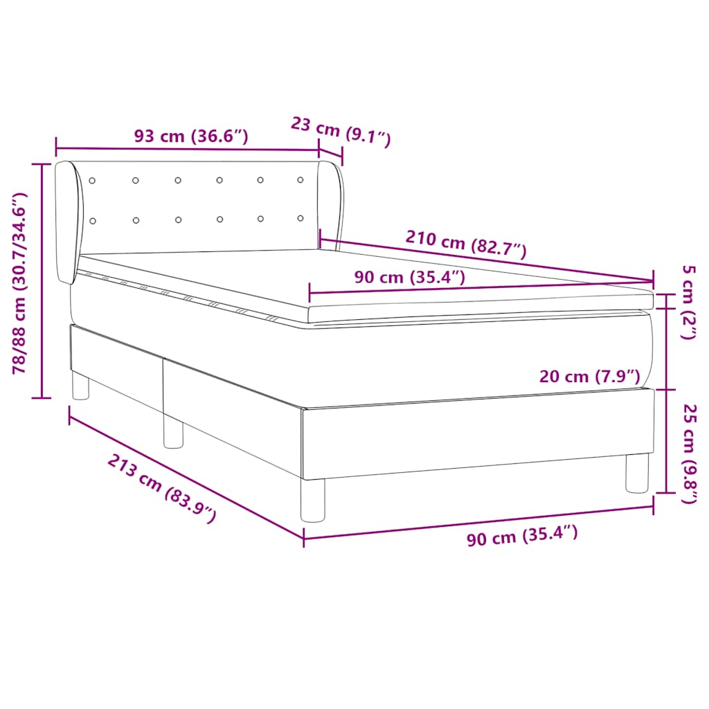 Box Spring Postel S Matrací Samet Světle Šedá