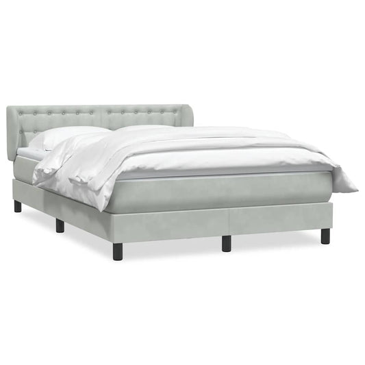 Box Spring Postel S Matrací Samet Světle Šedá