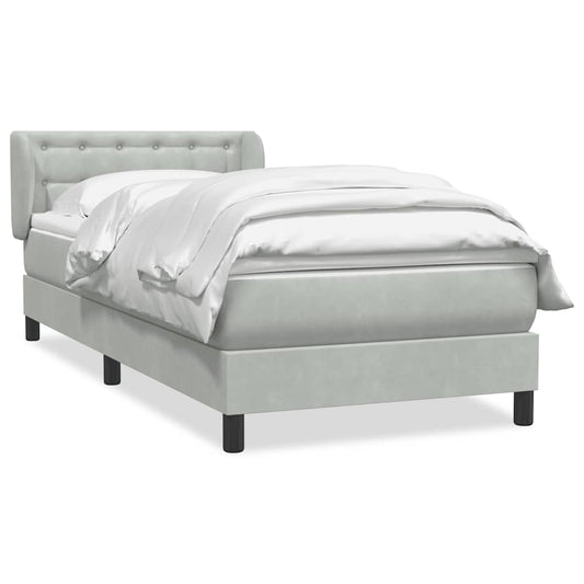 Box Spring Postel S Matrací Samet Světle Šedá