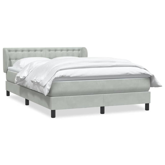 Box Spring Postel S Matrací Samet Světle Šedá