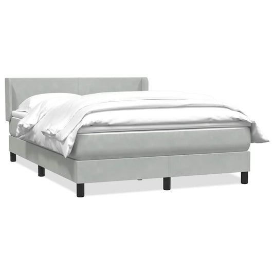 Box Spring Postel S Matrací Samet Světle Šedá