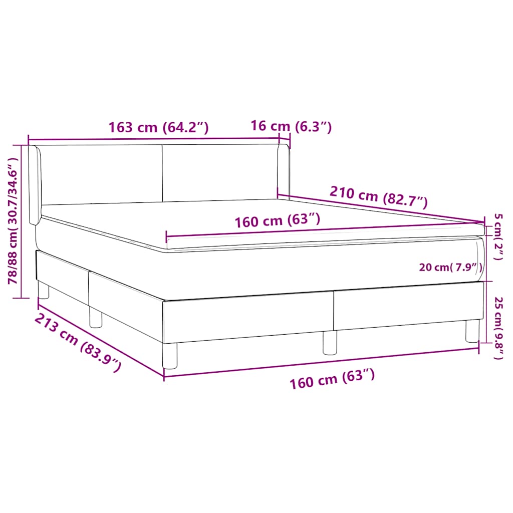 Box Spring Postel S Matrací Samet Světle Šedá