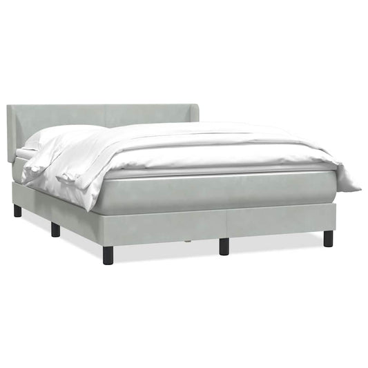 Box Spring Postel S Matrací Samet Světle Šedá