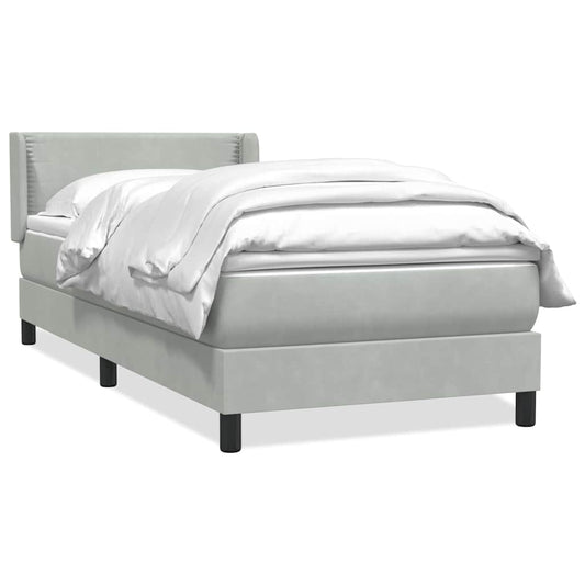 Box Spring Postel S Matrací Samet Světle Šedá