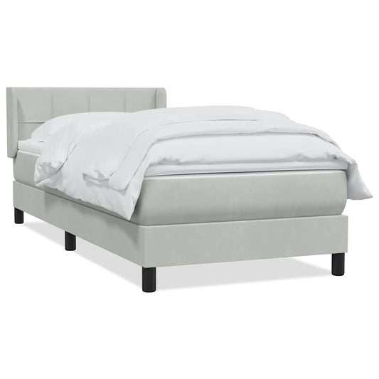 Box Spring Postel S Matrací Samet Světle Šedá