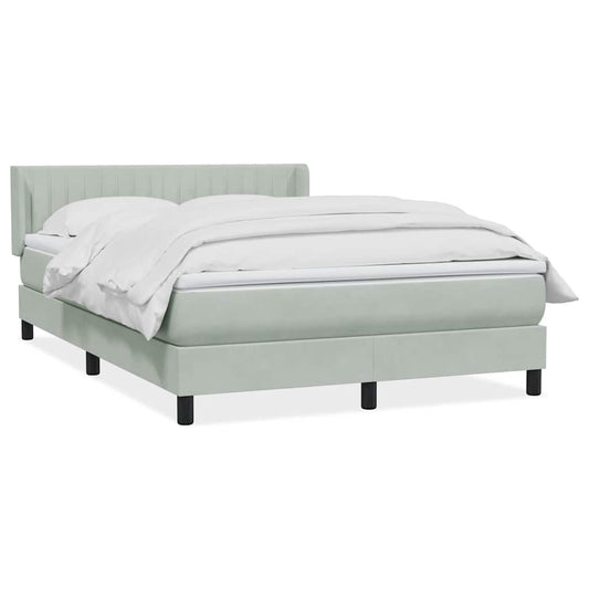 Box Spring Postel S Matrací Samet Světle Šedá