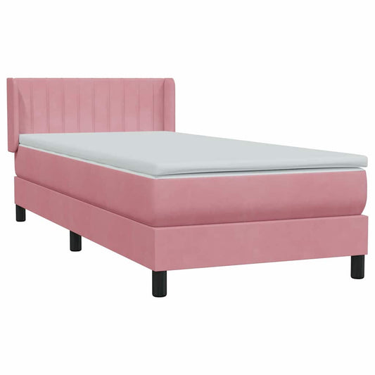 Box Spring Postel S Matrací Růžový Samet Růžová