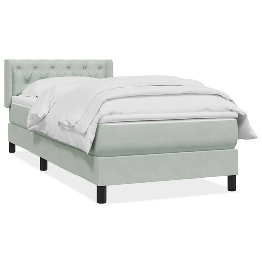 Box Spring Postel S Matrací Samet Světle Šedá