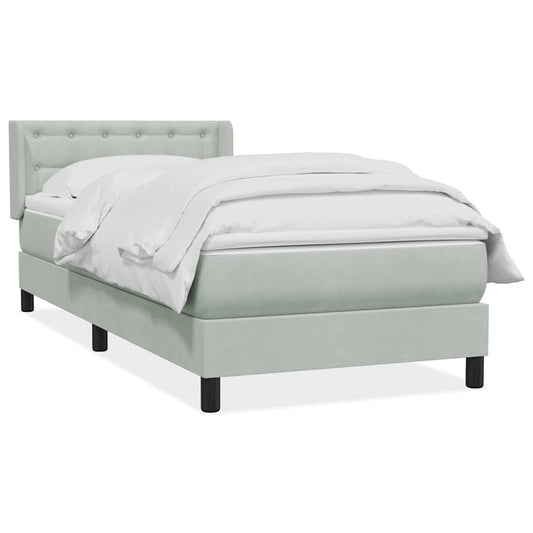 Box Spring Postel S Matrací Samet Světle Šedá