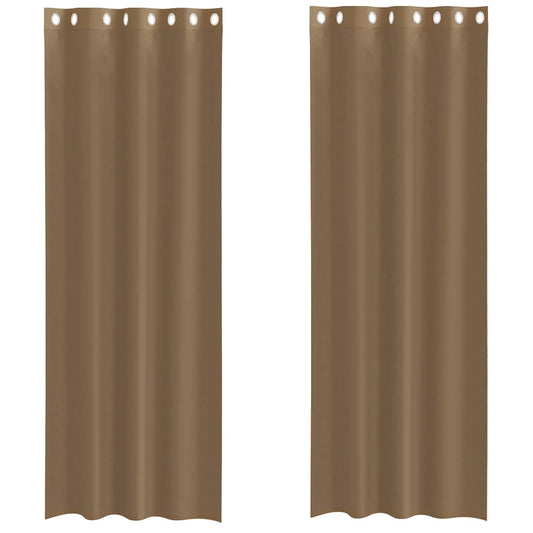 Voálové Záclony S Průchodkami 2 Ks Světle Hnědá