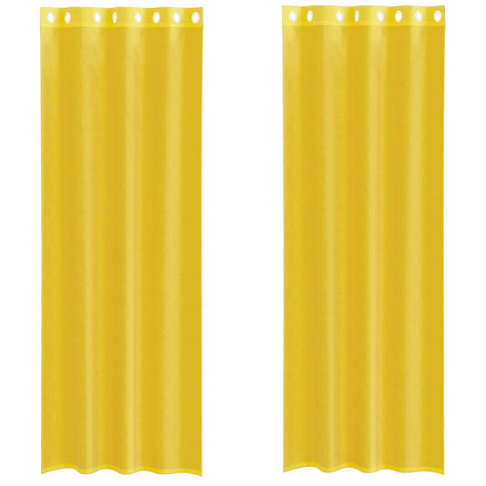 Voálové Záclony S Průchodkami 2 Ks Žlutá