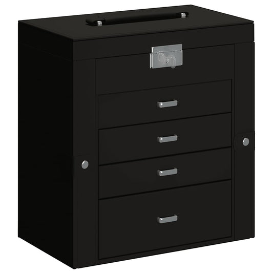 Šperkovnice 5-Vrstvá Se Zrcadlem Uzamykatelná Černá