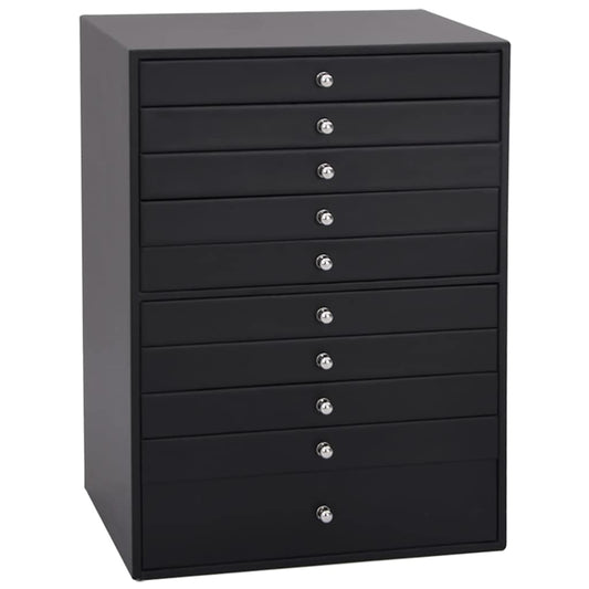 Šperkovnice 10-Vrstvá S Držáky Na Hodinky Černá 29X20,5X40,5 Cm