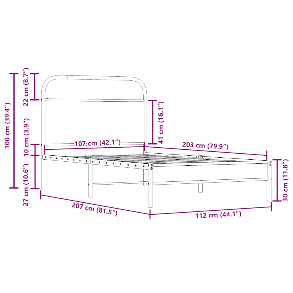 Rám Postele Bez Matrace 107X203 Cm Kouřový Dub Kompozitní Dřevo