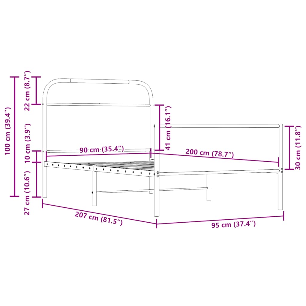 Rám Postele Bez Matrace 90X200 Cm Dub Sonoma Kompozitní Dřevo