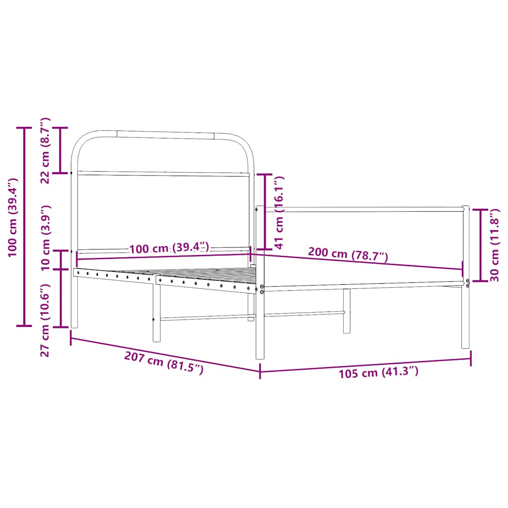 Rám Postele Bez Matrace 100X200 Cm Dub Sonoma Kompozitní Dřevo