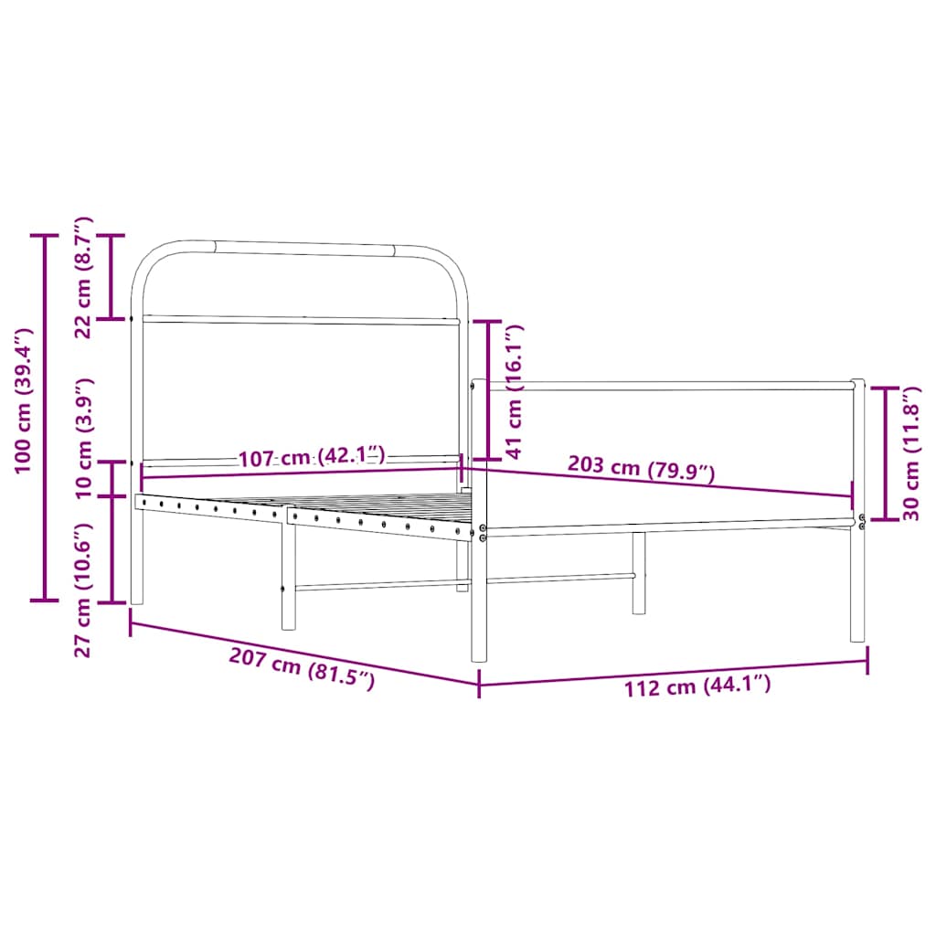 Rám Postele Bez Matrace 107X203 Cm Dub Sonoma Kompozitní Dřevo