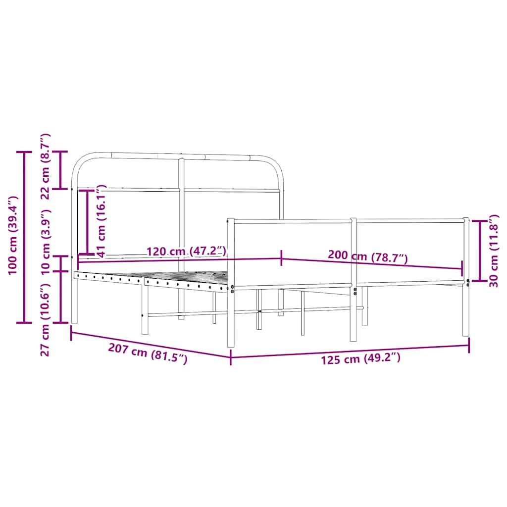Rám Postele Bez Matrace 120X200 Cm Dub Sonoma Kompozitní Dřevo