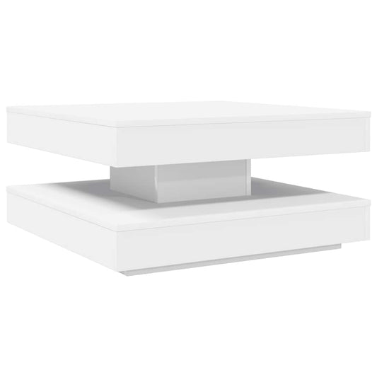 Konferenční Stolek Otočný O 360º Bílý 70 X 70 X 34,5 Cm