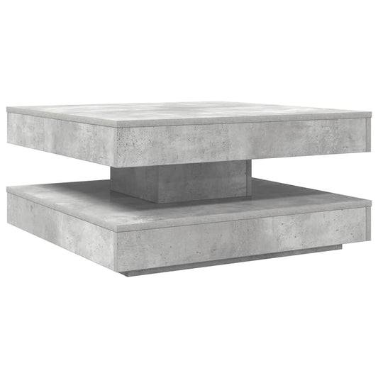 Konferenční Stolek Otočný O 360º Betonově Šedý 70X70X34,5 Cm