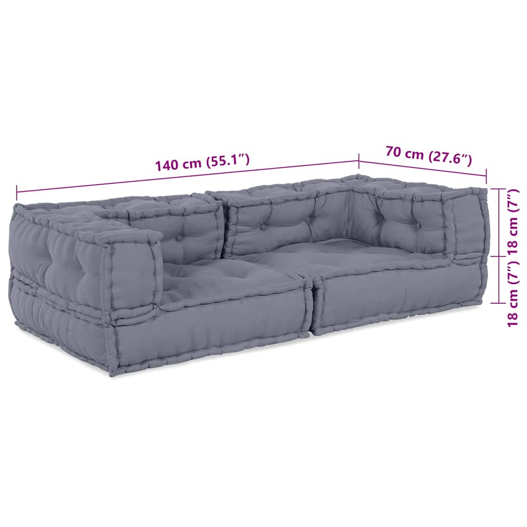 Modulová Pohovka 3 Pcs Textil Šedá 140 X 70 X 36 Cm