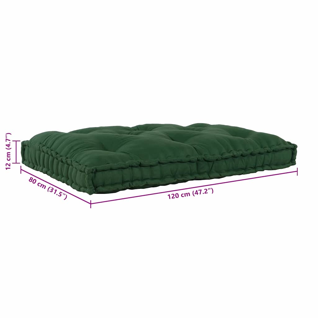 Polstrovaný Pohovkový Polštář Zelená 120 X 80 X 12 Cm Textil