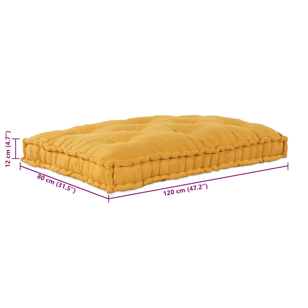Polstrovaný Pohovkový Polštář Žlutá 120 X 80 X 12 Cm Textil