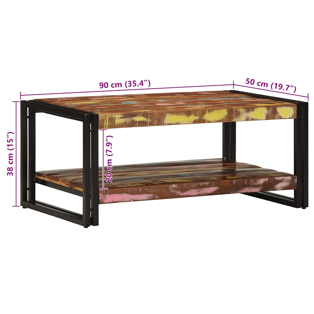 Konferenční Stolek Vícebarevný 90X50X38 Cm Recyklované Dřevo Fialová