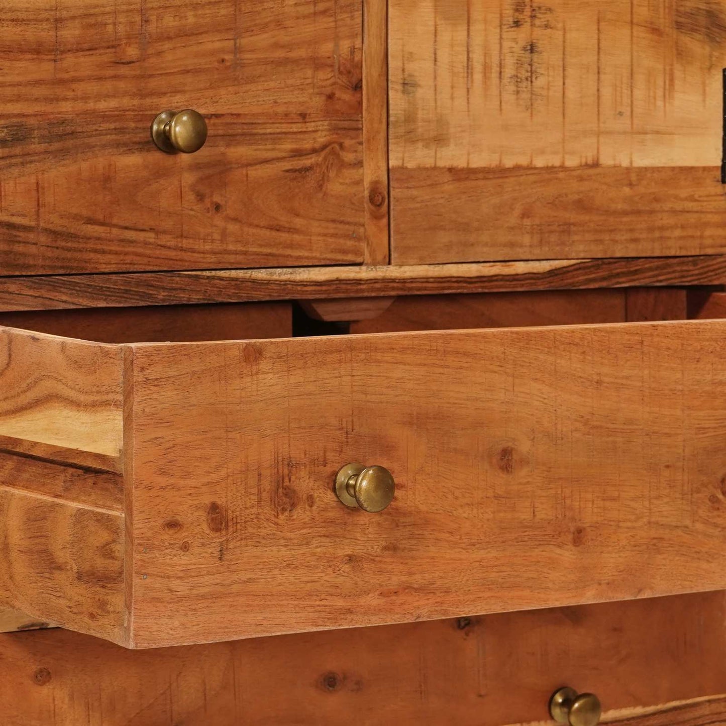 Komoda Se Dveřmi Přírodní 55 X 30 X 90 Cm Masivní Akátové Dřevo