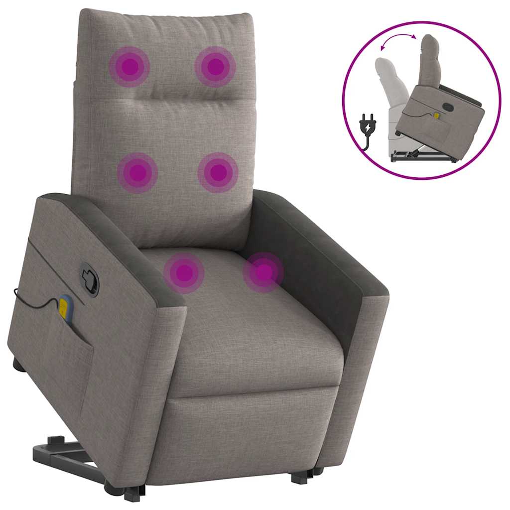 Elektrické Zvedací Polohovací Křeslo Textil Taupe