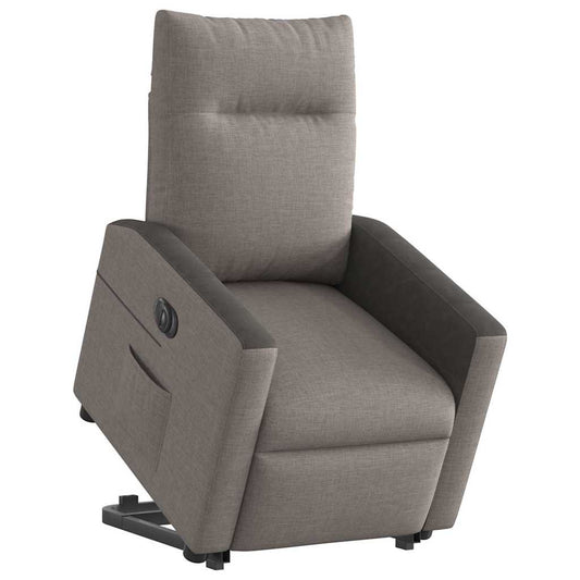 Elektrické Zvedací Polohovací Křeslo Textil Taupe