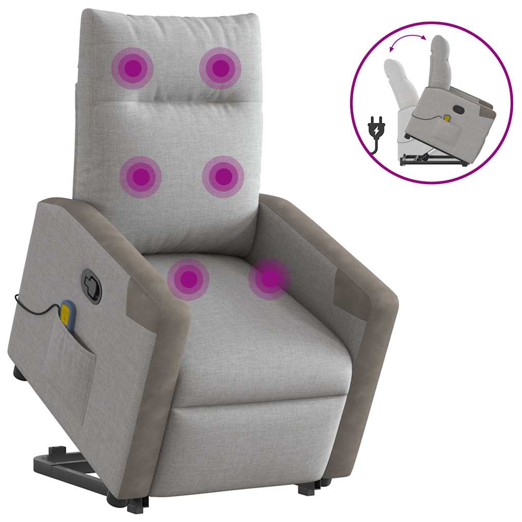 Elektrické Zvedací Polohovací Křeslo Obláčkově Šedé Textil Obláčkově Šedá