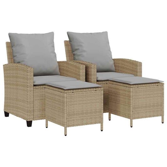 4Dílná Zahradní Sedací Souprava S Polštáři Béžová Polyratan