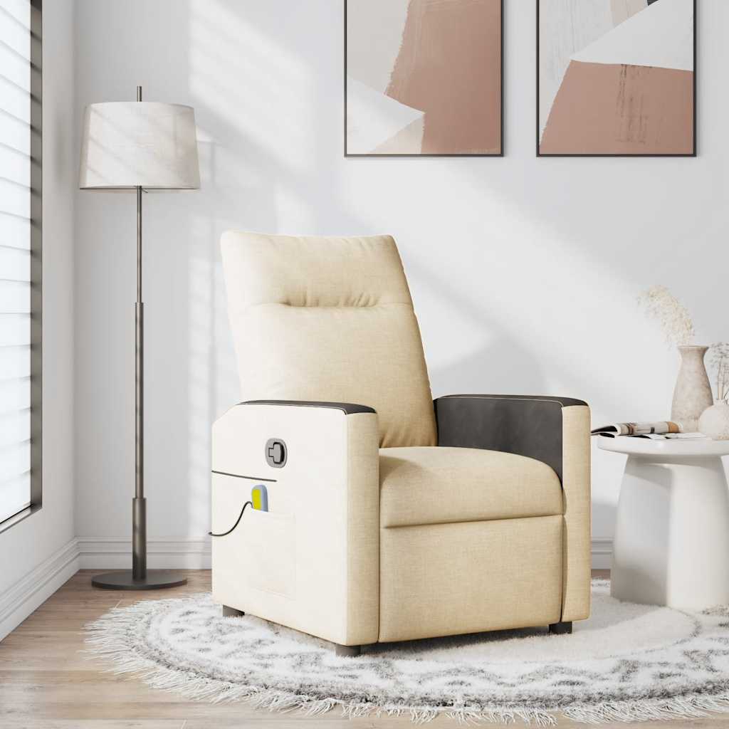 Polohovací Křeslo Krémové Textil Krémová