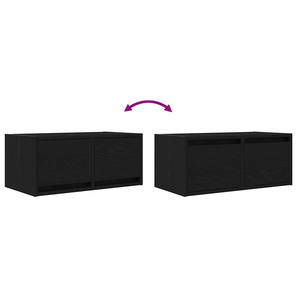Tv Skříňka Černý Dub 60X31X25,5 Cm Dřevěná Konstrukce