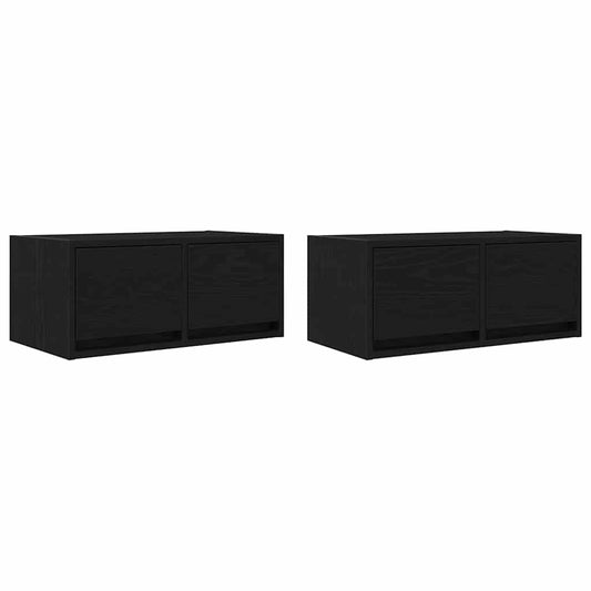 Tv Skříňky 2 Ks Dub Černý 60X31X25,5 Cm Dřevěné Konstrukce