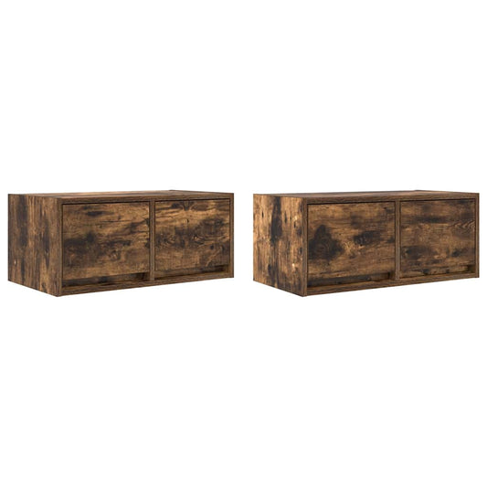 Tv Skříňky 2 Ks Kouřový Dub 60X31X25,5 Cm Dřevěné Konstrukce