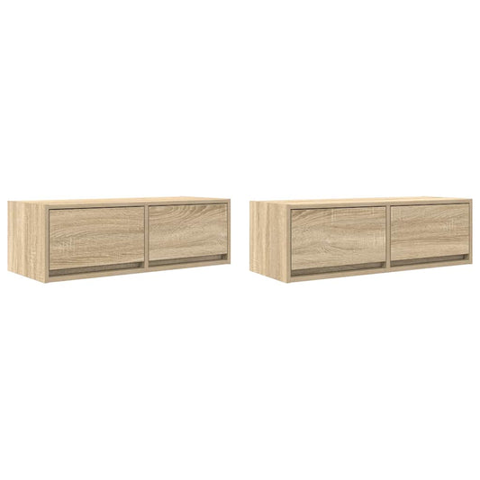 Tv Skříňky 2 Ks Dub Sonoma 80X31X25,5 Cm Dřevěné Konstrukce