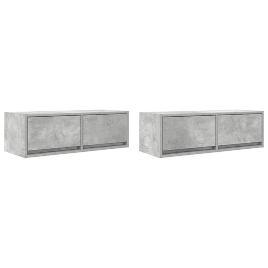 Tv Skříňky 2 Ks Betonová Šedá 80X31X25,5 Cm Dřevěná Konstrukce