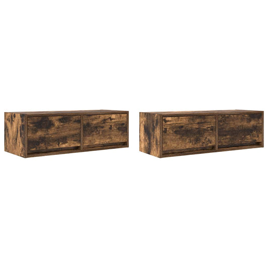 Tv Skříňky 2 Ks Kouřový Dub 80X31X25,5 Cm Dřevěné Konstrukce