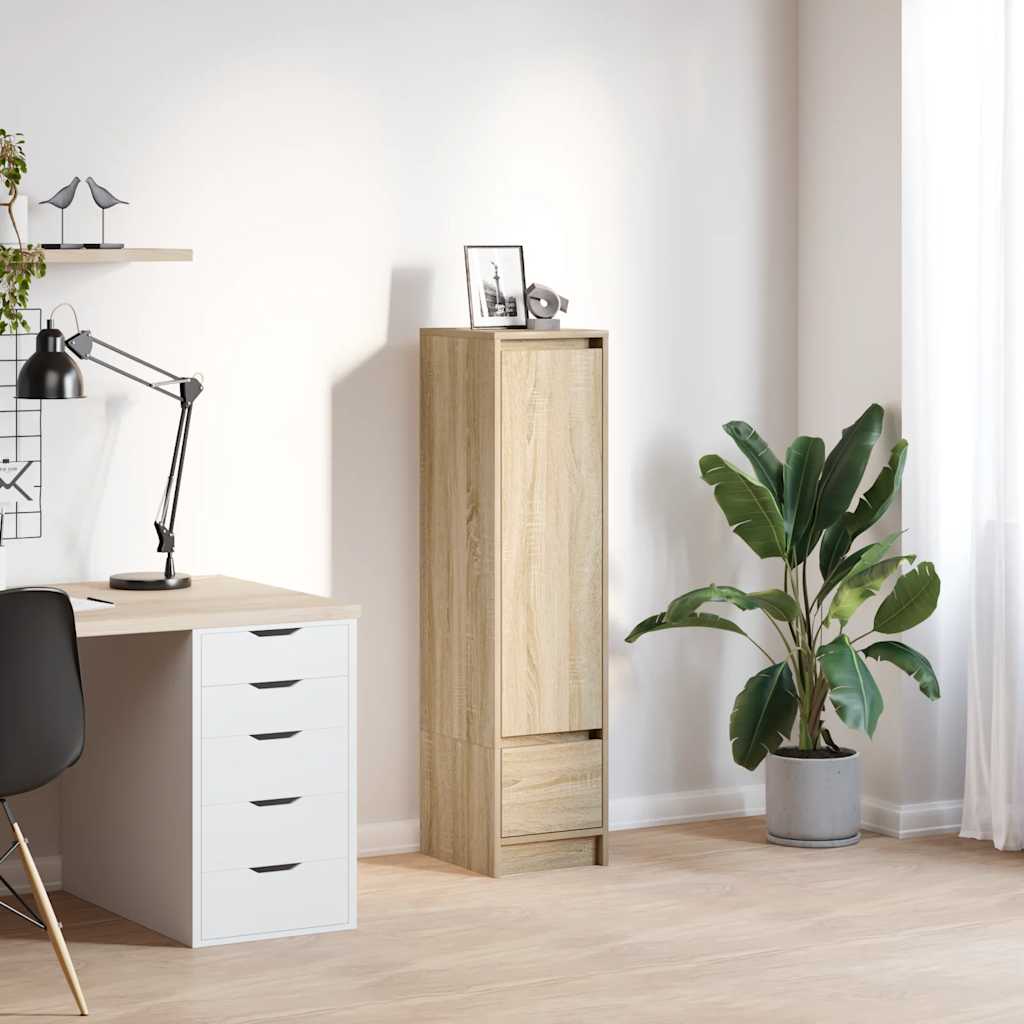 Highboard White 29,5X34X119,5 Cm Dřevěná Konstrukce